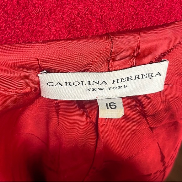 Vintage Carolina Herrera New York Red Virgin Wool Jacket – Size 16 - Picture 13 of 16